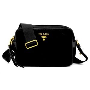 Prada Tessuto Soft Calf Trim Black Nylon Cross Body Bag